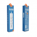 Produzni kabel LDNIO SE3330 1,8m 3xAC (250V/10A) + 3xUSB (5V/3,1A)